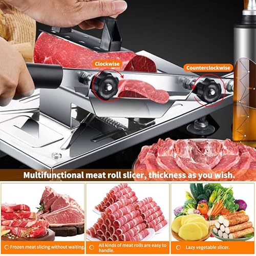 Manual Frozen Meat Slicer - Meat Cutter Stainless Steel Meat Cleavers Beef Mutton Roll Slicing Machine Vegetable Meat Slicer For Home Cooking Hot Pot Shabu Shabu #TOP1