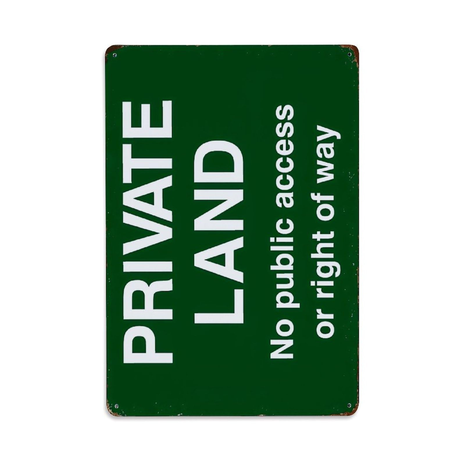 Private Land No Public Access Sign Vintage Aluminium Metal Sign, Retro Wall Decor for Home, Bar, Garage & Farmhouse 30x20cm