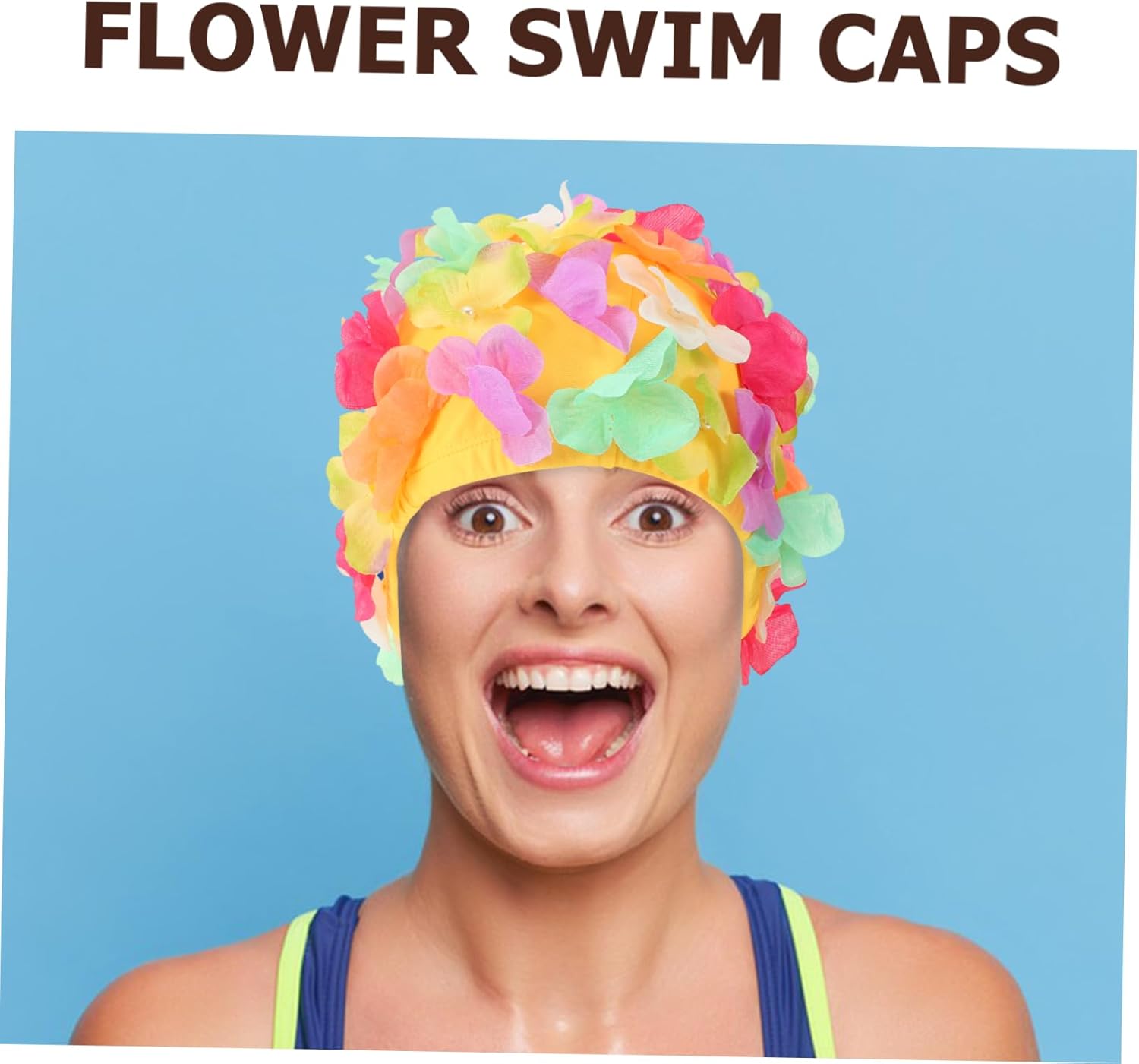 BESPORTBLE 4pcs Floral Swimming Cap for Women Comfortable and Breathable Swim Hat for Hair Elegant Flower Design for Pool and Beach Activities