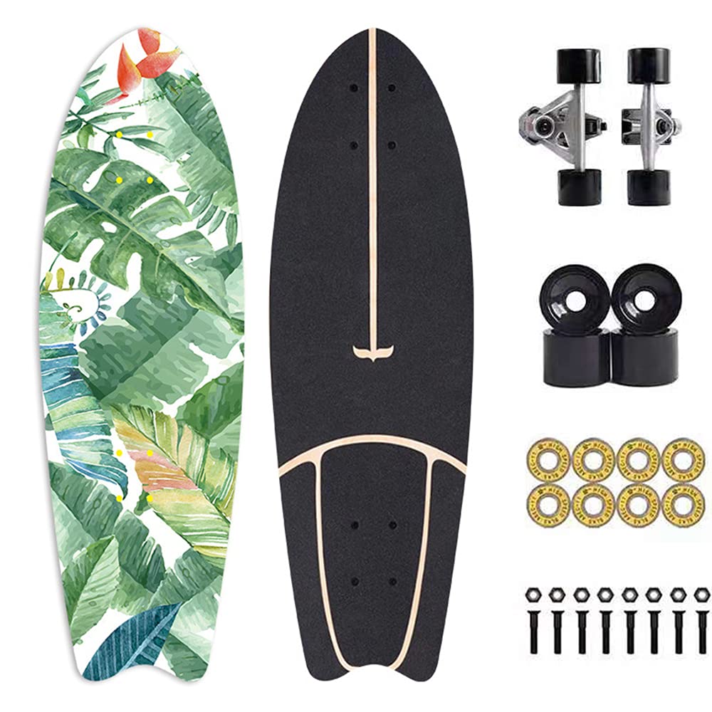 VOMI Surfboard Cruiser 82 * 25 * 12Cm,Complete Standard Skateboard for Beginners Kids Adults Teens Junior with 7 Layer Canadian Maple Wood, ABEC-11 Bearing And Deck Guards, CX7 Carving Truck Bridge