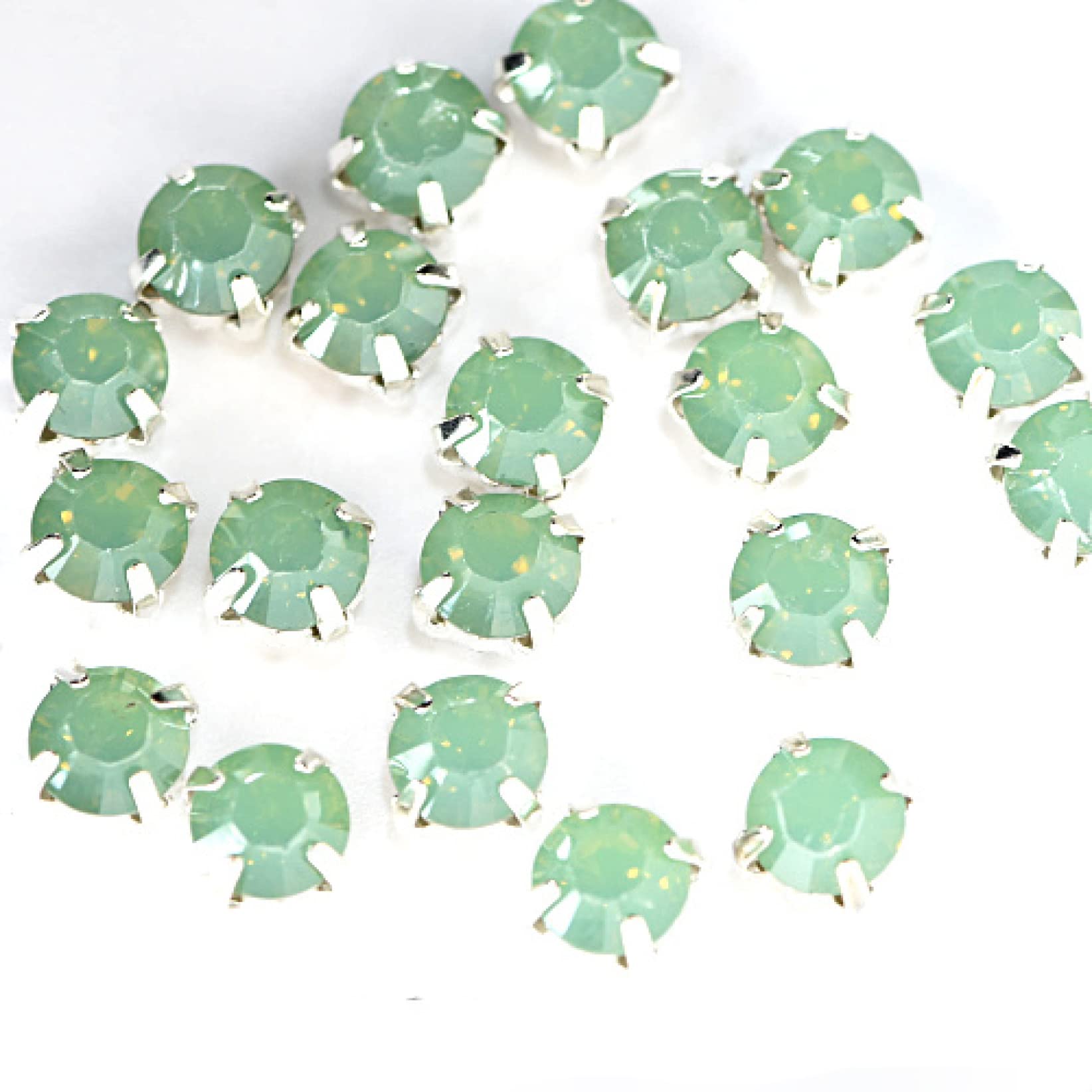 Pierres précieuses en Strass Lot de 100 Strass en Verre à Coudre en résine de Couleurs opales mélangées avec Griffe dorée et Cristal à Dos Plat