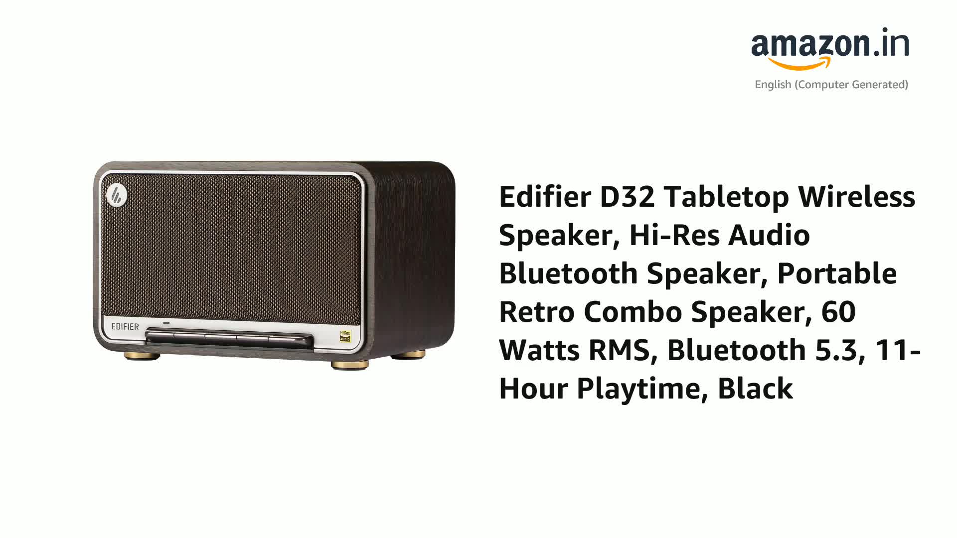 Edifier D32 Tabletop Wireless Speaker, Hi-Res Audio Bluetooth