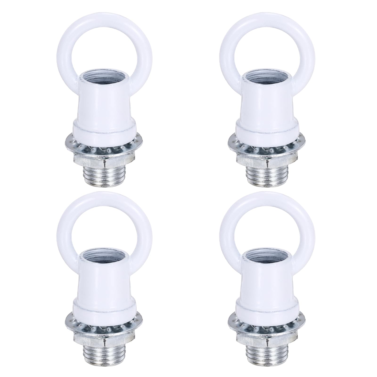 PATIKIL 18Lb Load Lamp Female Loop Holder, 4 Set Lifting Eye M10 Fine Thread Nut Hook Ring Shape Structural Support to Chandelier Lighting Fixture (White, 1 x 1.1 Inch)
