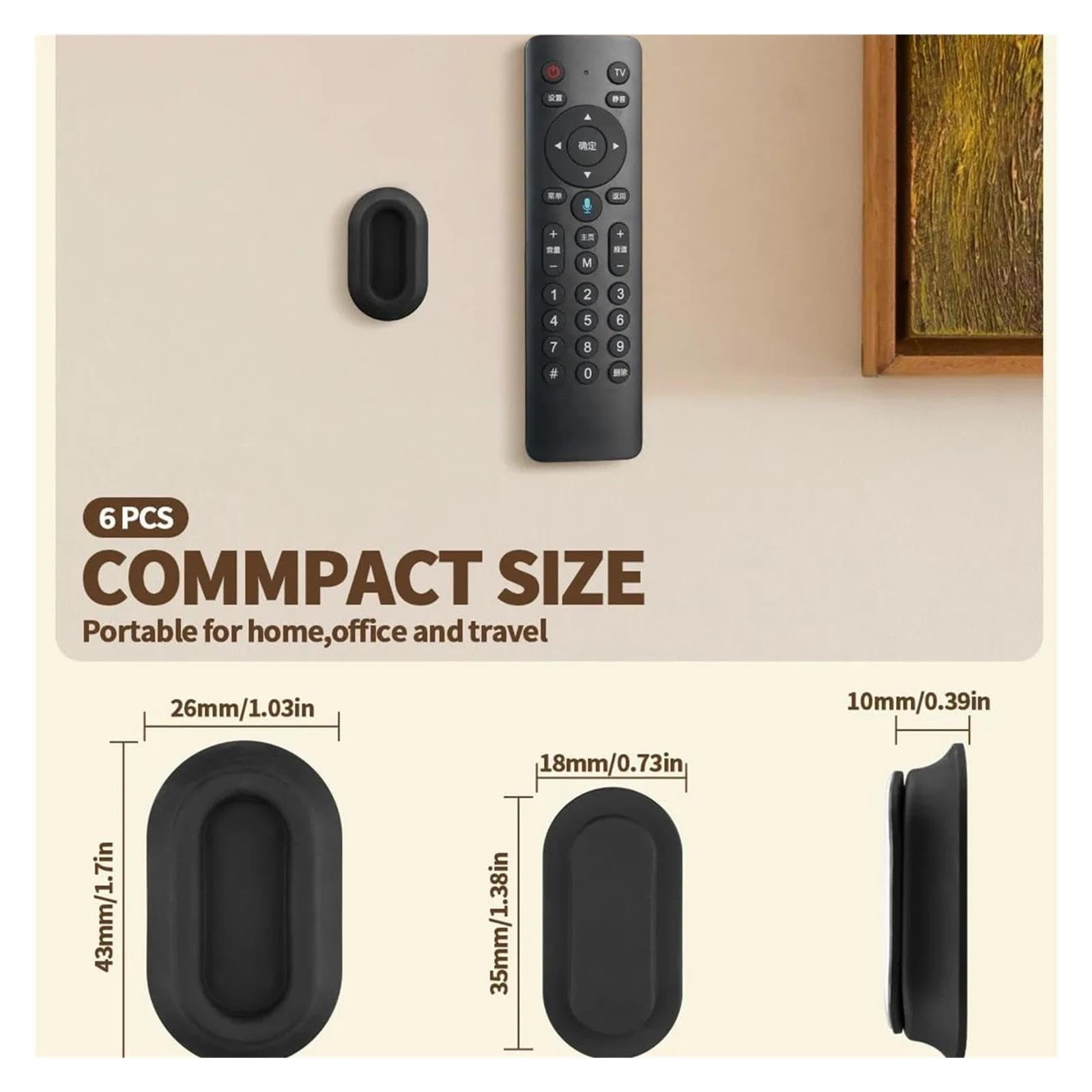 Paquet de 6 Supports télécommande magnétiques