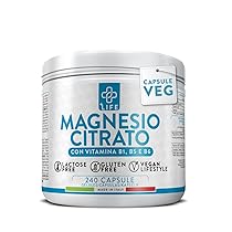 Magnesio Citrato 1500mg Di Cui 450mg Per Dose PiùLife, Con Vitamina B6 B5 B1, Integratore Citrato Di Magnesio Puro, Sistema Nervoso E Muscolare, Regolarità Intestinale, Alta Biodisponibilità