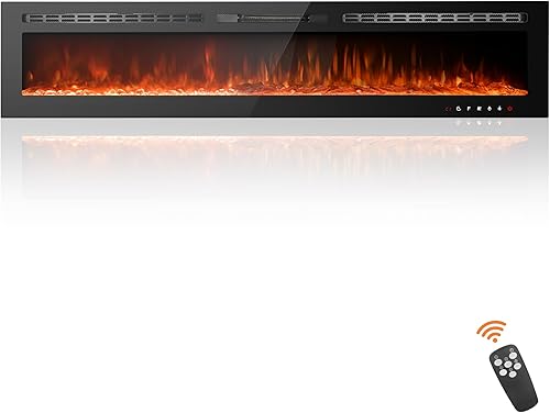 Chimenea eléctrica de 50 pulgadas empotrada y montada en la pared con panel de control de pantalla táctilcontrol remoto, temporizador,