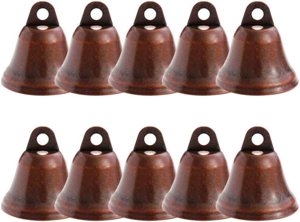 10Pcs Jingle Bells for Crafts, Vintage Metal Bells Mini Craft Bells for Wedding Doors Dog Collar Jewelry Sewing Christmas Decoration (1.17 X 1.17 Inches)