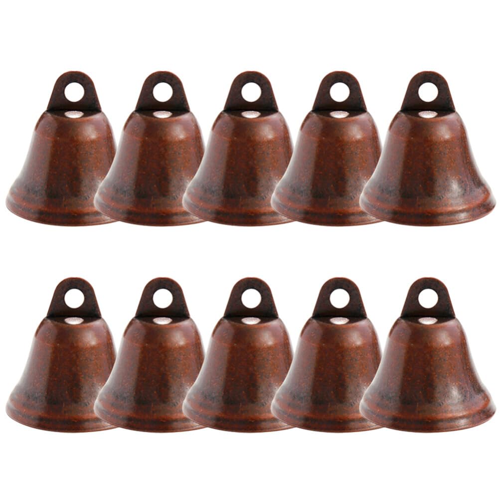 10Pcs Jingle Bells for Crafts, Vintage Metal Bells Mini Craft Bells for Wedding Doors Dog Collar Jewelry Sewing Christmas Decoration (1.17 X 1.17 Inches)