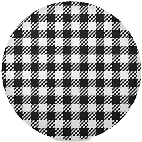 Kaariok Black and White Buffalo Check Plaid Round Placemats Set of 6, Washable Heat Resistant Place Mats for Dining Kitchen Table