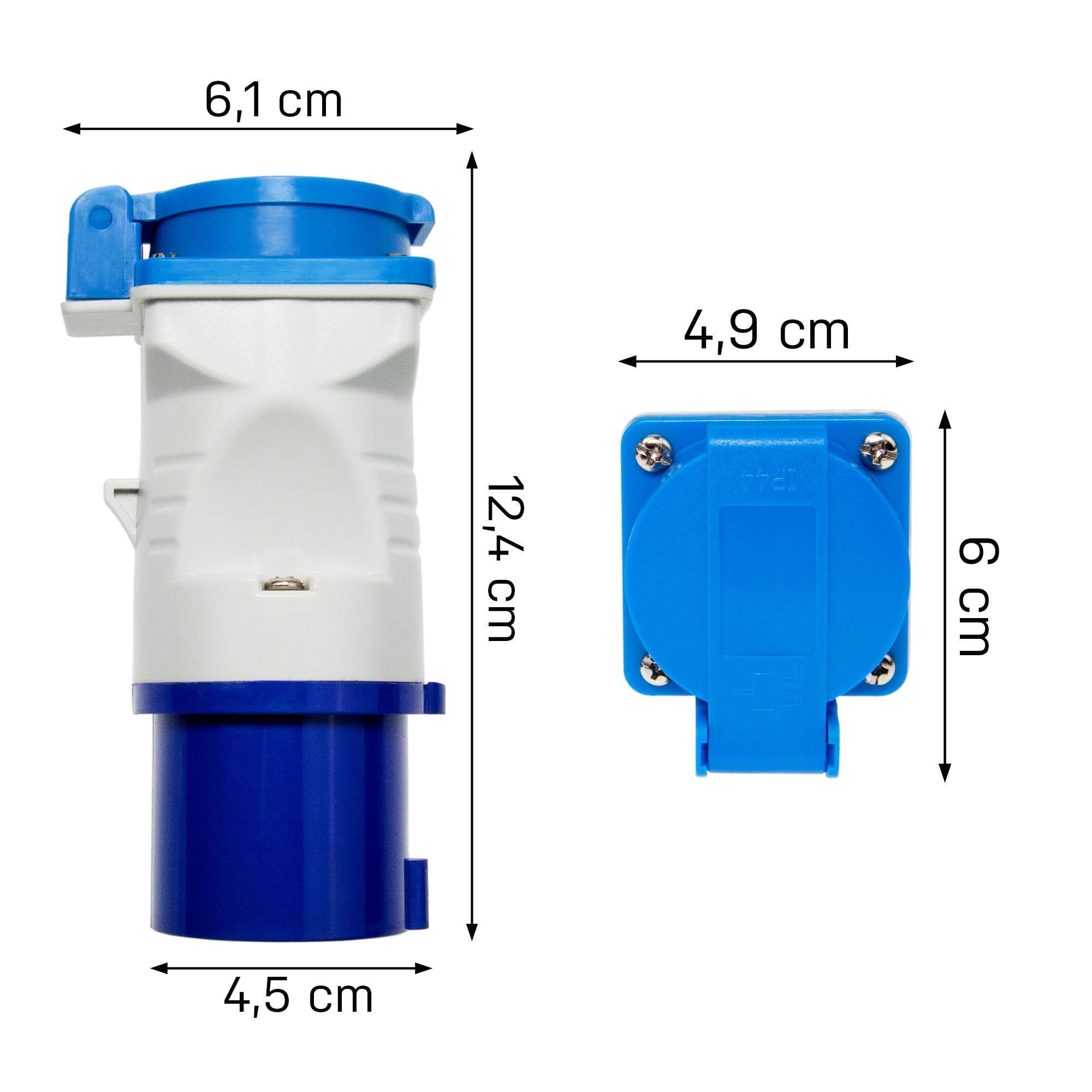 3X CEE Adapter Schuko umwandeln, 230V 16A für Camping & Wohnmobil