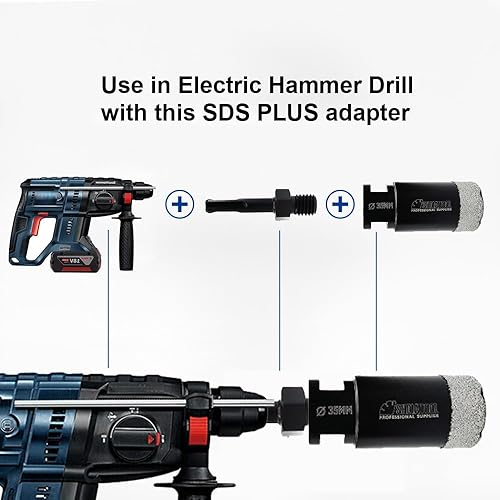 Miniatura 2 de SHDIATOOL Adaptador de broca de núcleo de 58 "-11 rosca macho a vástago SDS Plus para taladros de rosca SDS Plus (paquete de 2)