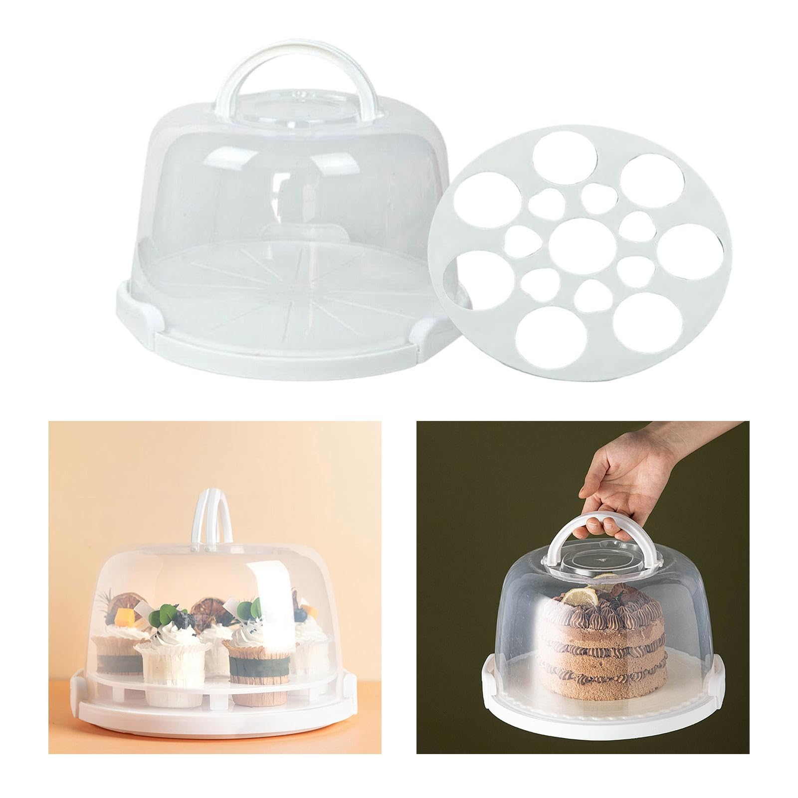 Soporte para Pasteles con Tapa Y Asa. Contenedor Multiusos para Pasteles, Bandeja para Servir Dulces con Cierre. Ideal para Fiestas, 8 Pulgadas con Rejilla, Individual