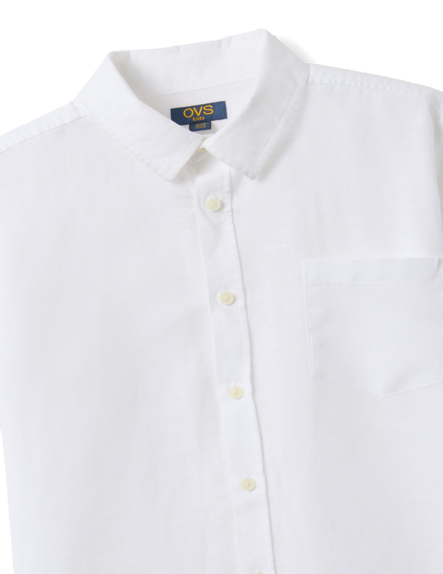OVS Kids Camicia Bianca in Misto Lino e Cotone da Ragazzo Regular Fit