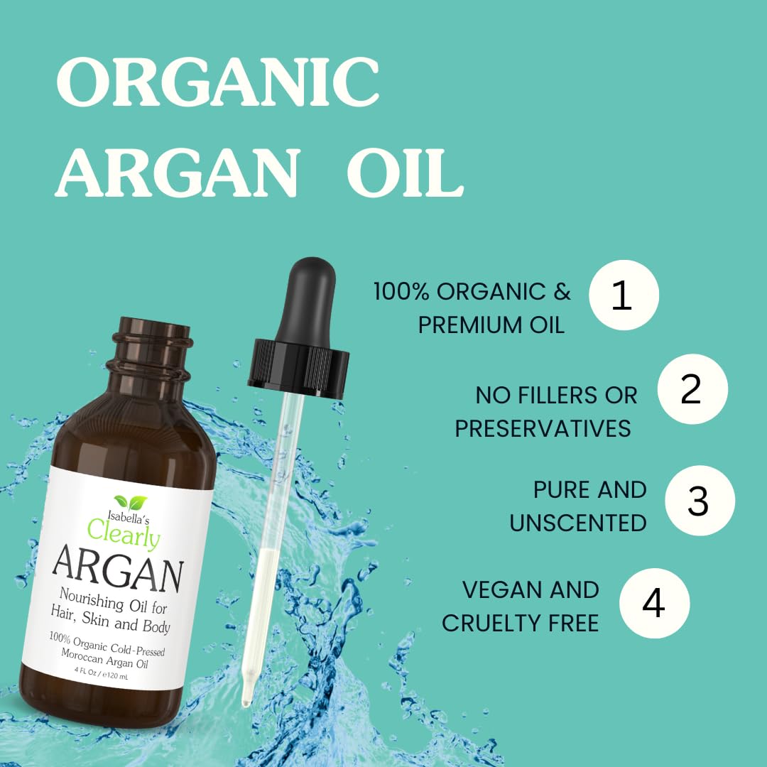 Huile d’Argan Bio du Maroc 100% Pure | Première Pression à Froid | Huile Végétale Visage, Cheveux, Corps & Ongles | Vierge, Non Raffinée | Flacon Verre 120 mL