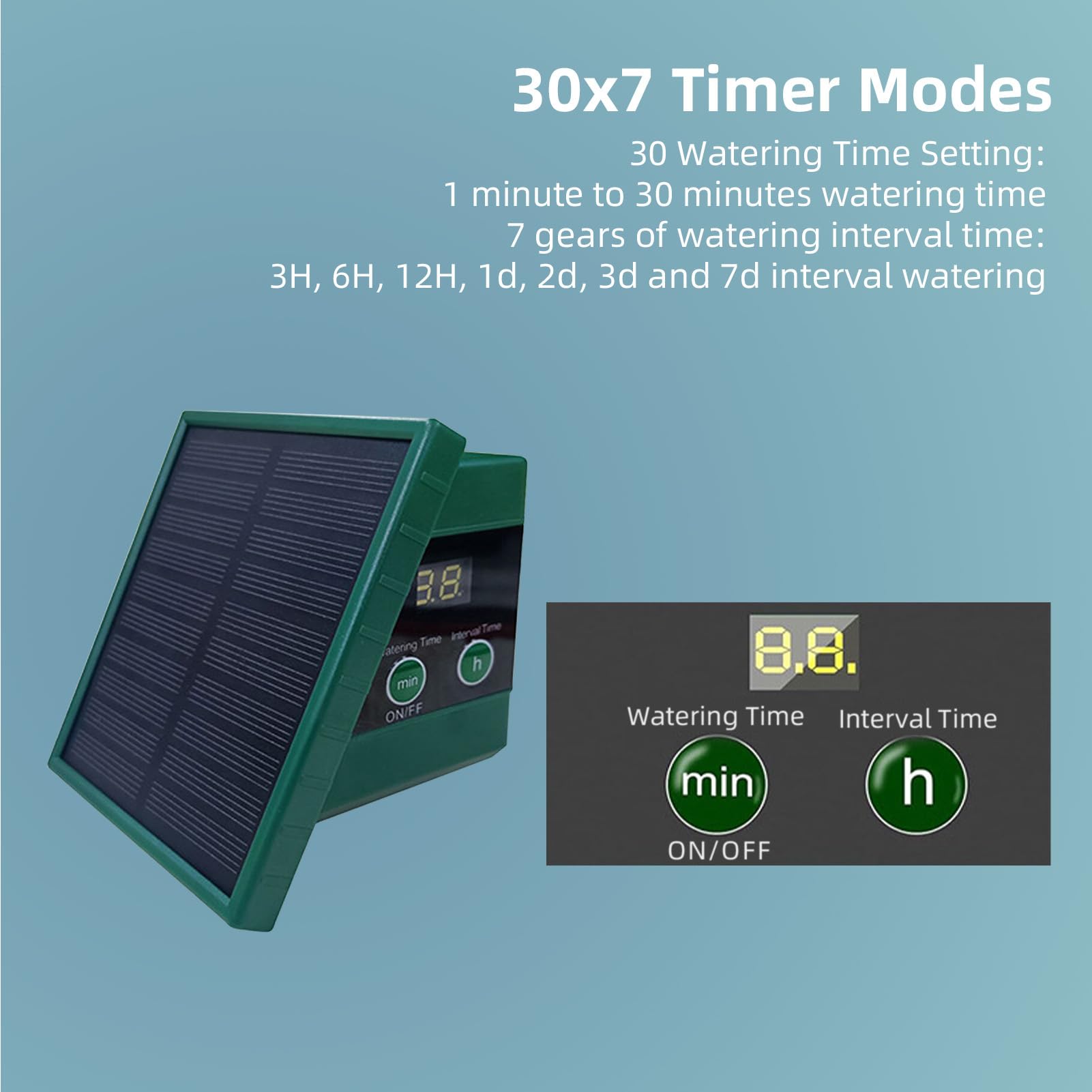 de riego por goteo solar para jardín Pantalla digital de riego automático para 10 plantas en macetas con modos de temporizador 30x7 Kit de riego por goteo antisifón