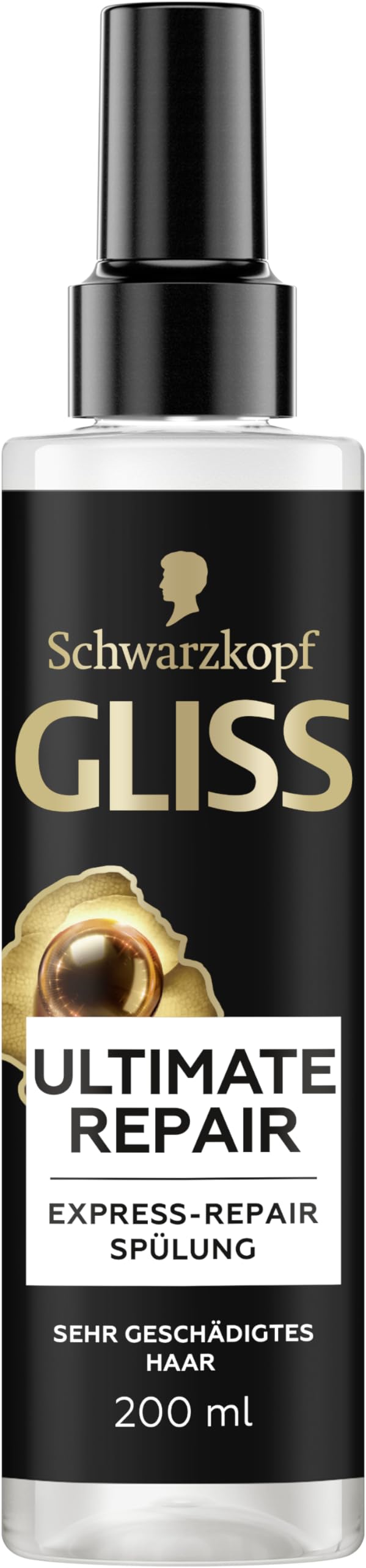 Gliss Express-Repair-Spülung Ultimate Repair (200 ml), Haarspülung mit Keratin repariert extrem geschädigtes Haar, Pflegespülung mit Hitzeschutz bis zu 230 °C