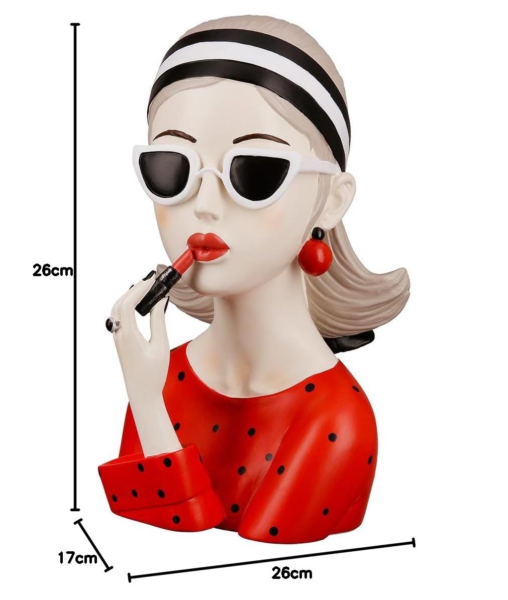 Poly Figur Lady - Elegante Dame mit rotem Lippenstift und Sonnenbrille
