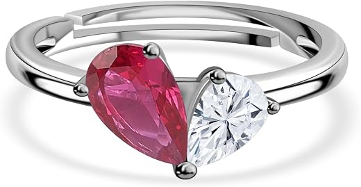 Ornate Jewels 925 Silver Toi Et Moi Adjustable Ring for Women &amp; Girls | With Certificate of Authenticity and 925 Stamp | L...