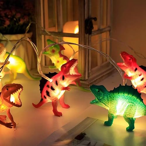 Fantasee Guirnalda de 10 luces LED de dinosaurio de 4.9 ft, funciona con pilas, luces LED fantásticas para dormitorio, habitación de bebé,
