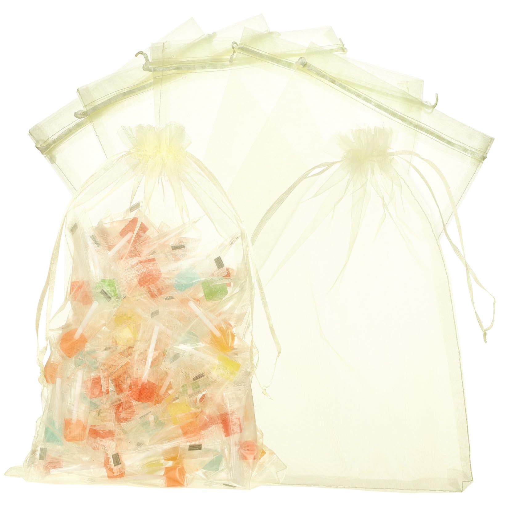 Kleine Organzabeutel 50 Stück Beige Organza mit Kordelzug