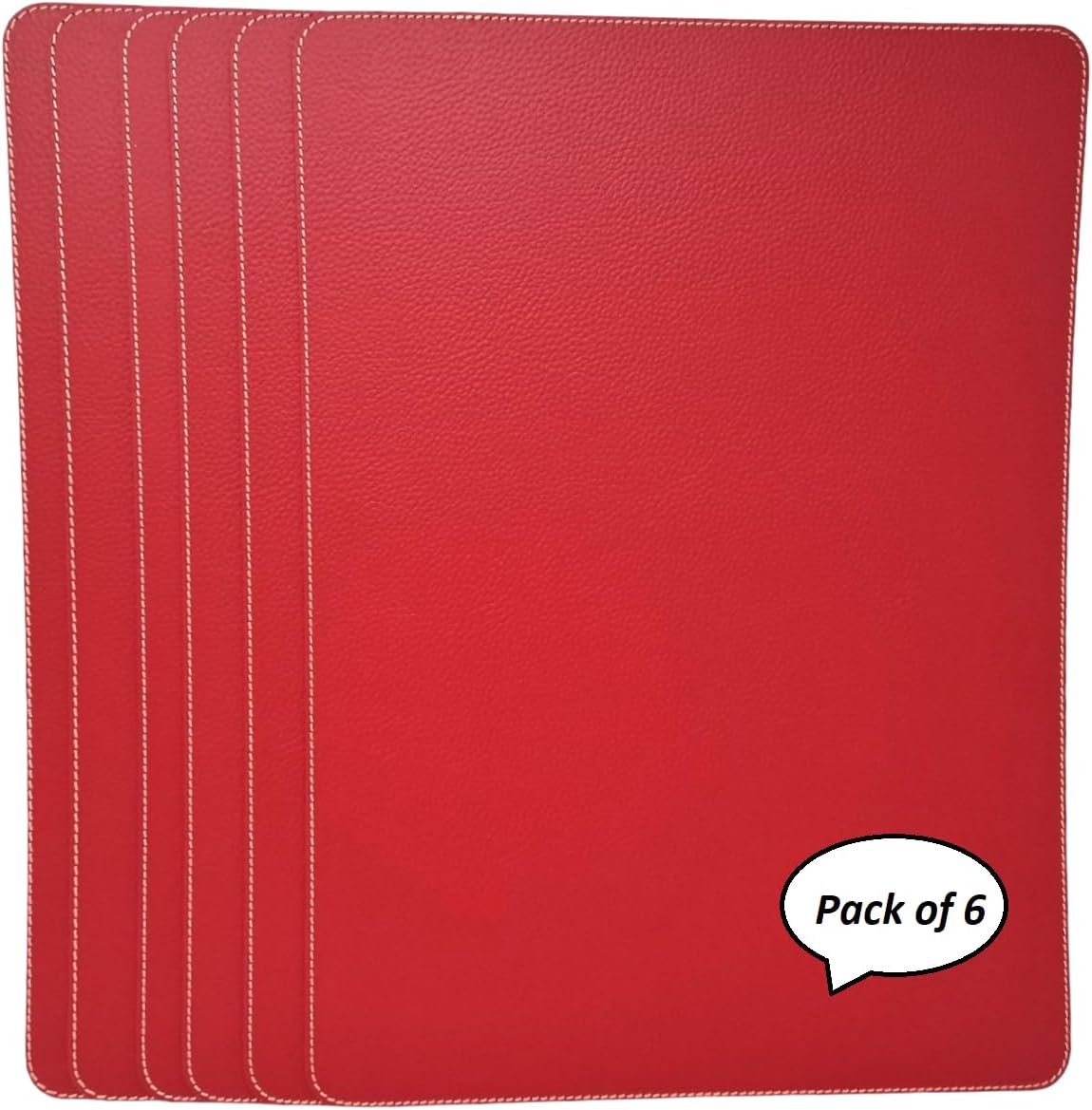 Nikalaz Set of 6 Placemats Made of Recycled Leather (18"x13", Dirty Brown)