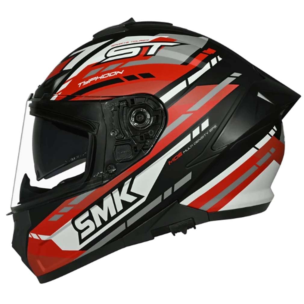Casco de Moto Integral SMK Typhoon SV Sports Tourer Rojo Mate con Visor Solar - Homologado ECE 22.06 - Designed