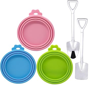 Muluo 5 Pieces Food Can Lids, 3 Pcs pet can covers, 2 Food Spoon Fits All Standard Size Dog and Cat Can Tops