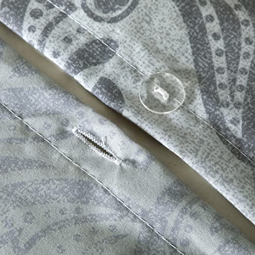 Best Linen 4 Piece Duvet Cover Set Microfiber Quilt Cover Pillow Case & Fitted Sheet Complete Bedding Set Easy Care Machine Wash Anti Allergic (Grey - Image 3
