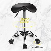 Vista 5 de Silla de montar con ruedas de cuero PU silla giratoria ajustable altura silla negro