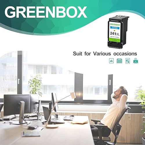 Miniatura 6 de GREENBOX Cartucho de tinta de color remanufacturado 241XL de alto rendimiento para impresora Canon CL-241XL 241 XL para Canon PIXMA MG3620 TS5120