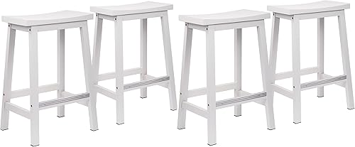 Miniatura 8 de Signature - Taburete de cocina con asiento de madera maciza, altura de encimera, 24 pulgadas de altura, color negro, juego de 4