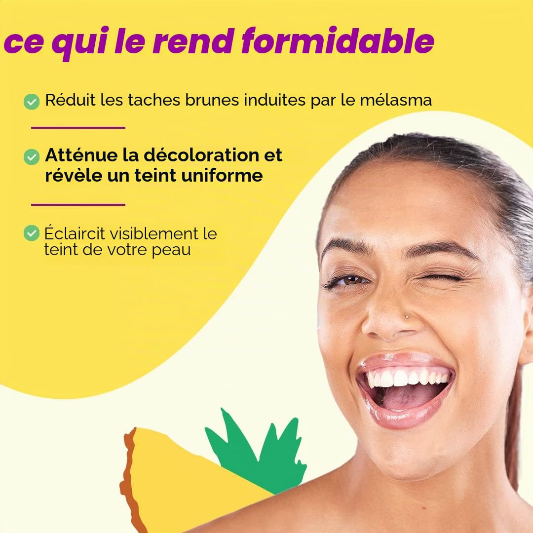 PLIX - THE PLANT FIX Alpha Arbutin Sérum de dépigmentation pour le visage rosé à l'ananas 2 % pour l'élimination de la pigmentation et des taches sombres unisexe avec 10 % de niacinamide, 5 % PHA pour