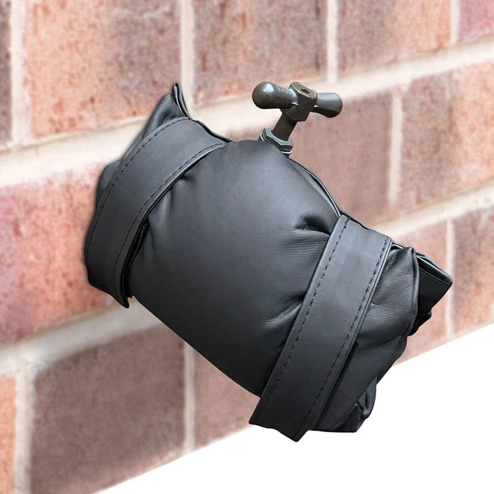 Gokoti Insulated Outside Tap Cover Winter Frost Protector Outdoor Weather Jacket Faucet Cover Leather Black - Image 2
