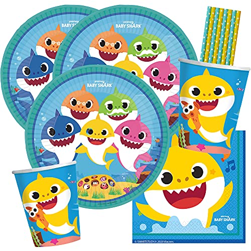 amscan/spielum 40-teiliges Party-Set Hai Baby Shark Cover