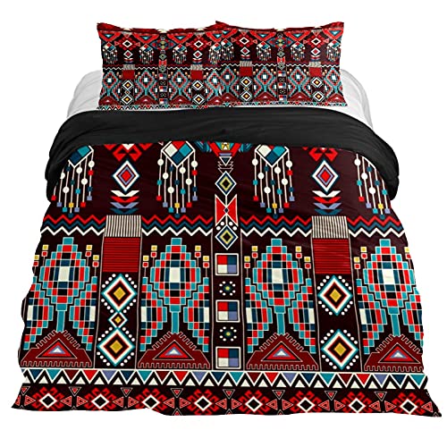 Duvet Covers Set King Size Mexican Geometric Ethnic Pattern - Soft And Breathable Microfiber Comforter Bedding Set With Zipper Closure For Kids Women Men, 1 Duvet Cover 2 Pillowcase #TOP26