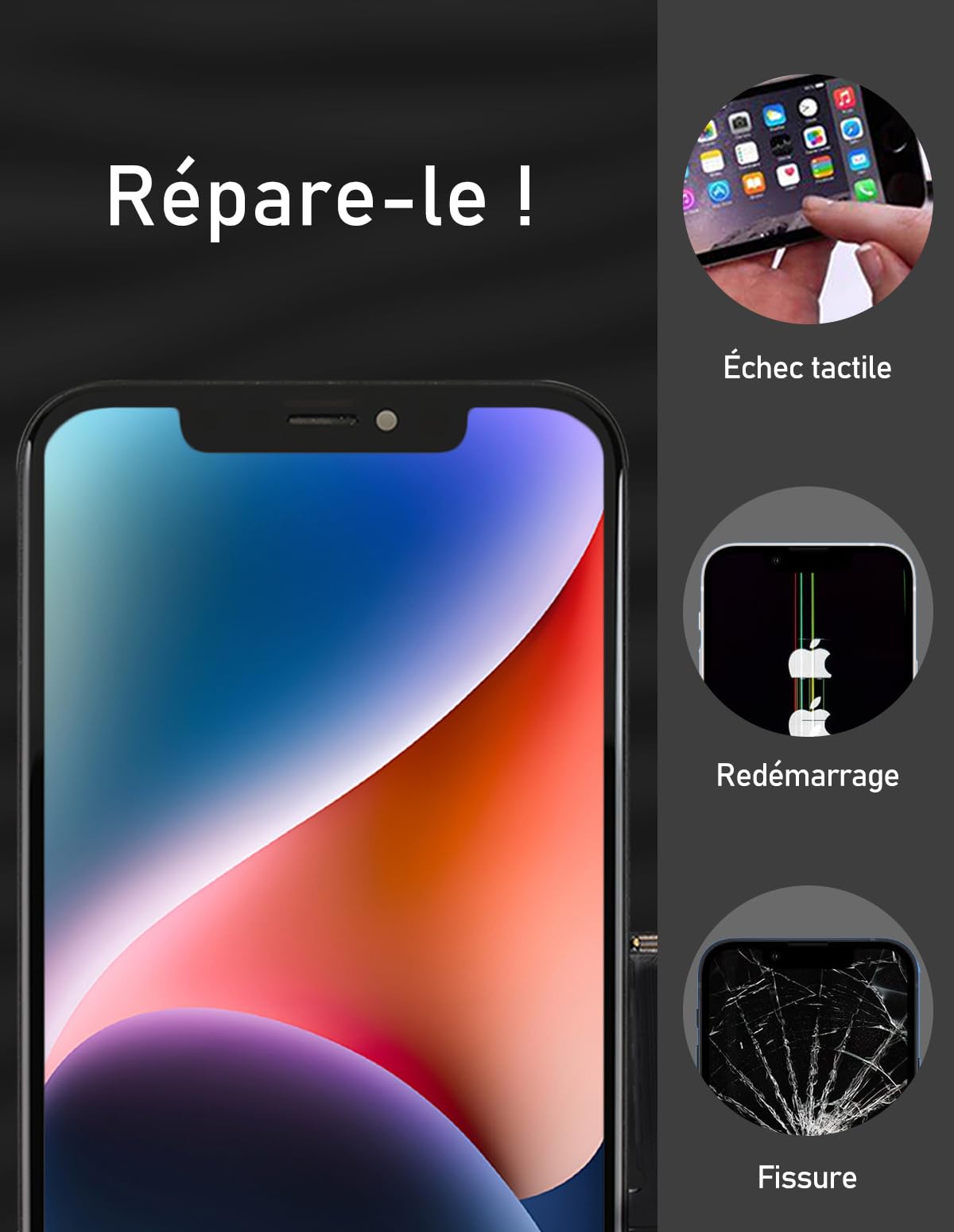 bokman Écran pour iPhone XS Max (6,5"), Écran LCD de Rechange et Numériseur Tactile avec Kit d'Outils de Réparation, Remplacement Vitre Avant (Modèles A1921, A2101, A2102, A2103, A2104)