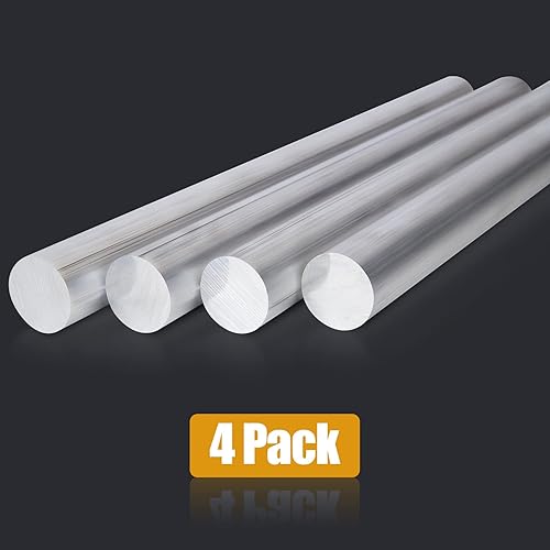 Miniatura 2 de 4 Pcs Barra de aluminio redonda de 1 pulgada de diámetro,Barra redonda de aluminio 6061 larga de 13 pulgadas,T6511 sólido nuevo molino Stock