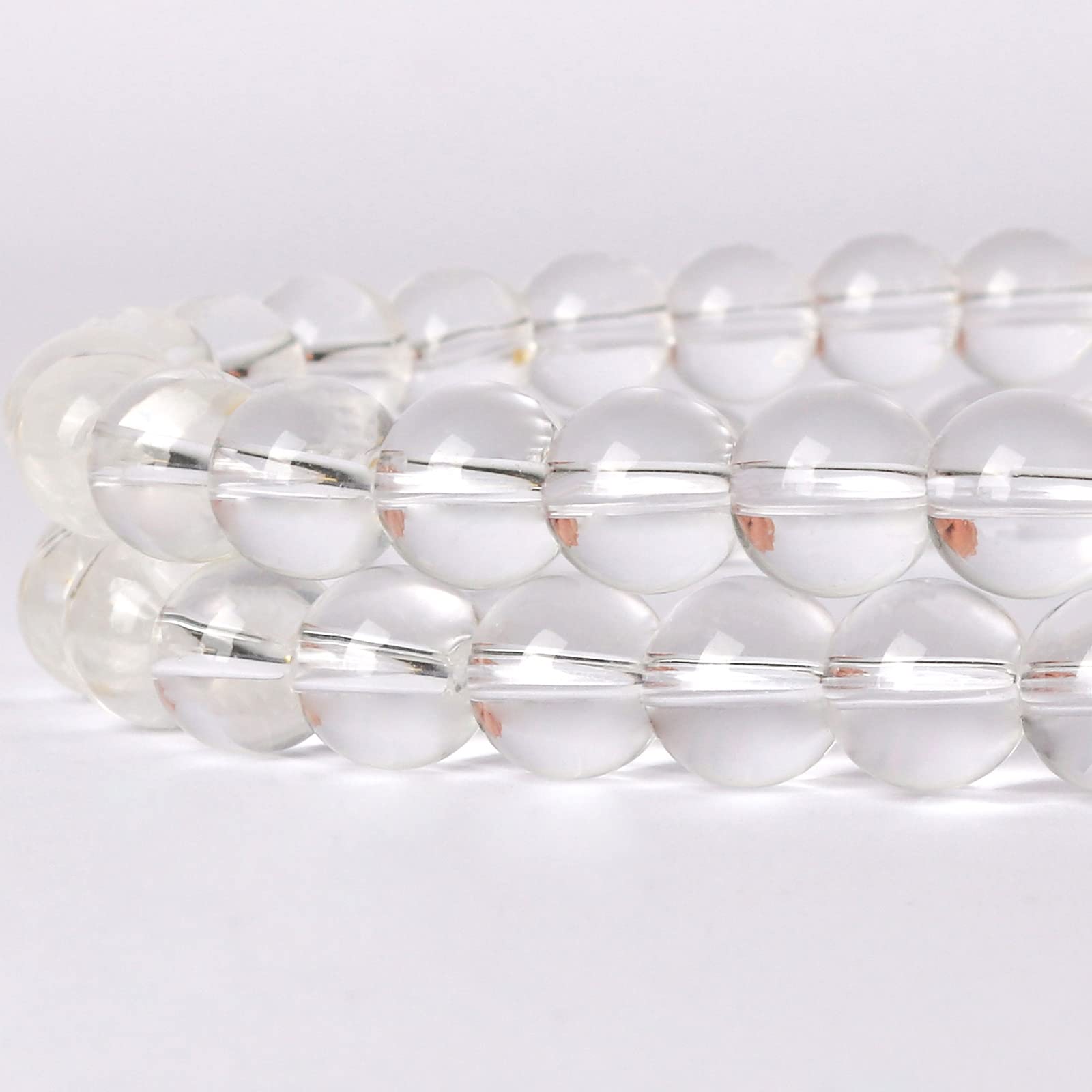 GOMOOBEADS60 PCS of Natural White Glass Bead Beads for DIY Jewelry - 6MM Round Spacer & Energy Healing Stones, 15.5" Strand of Gemstones for Bracelets & Necklace