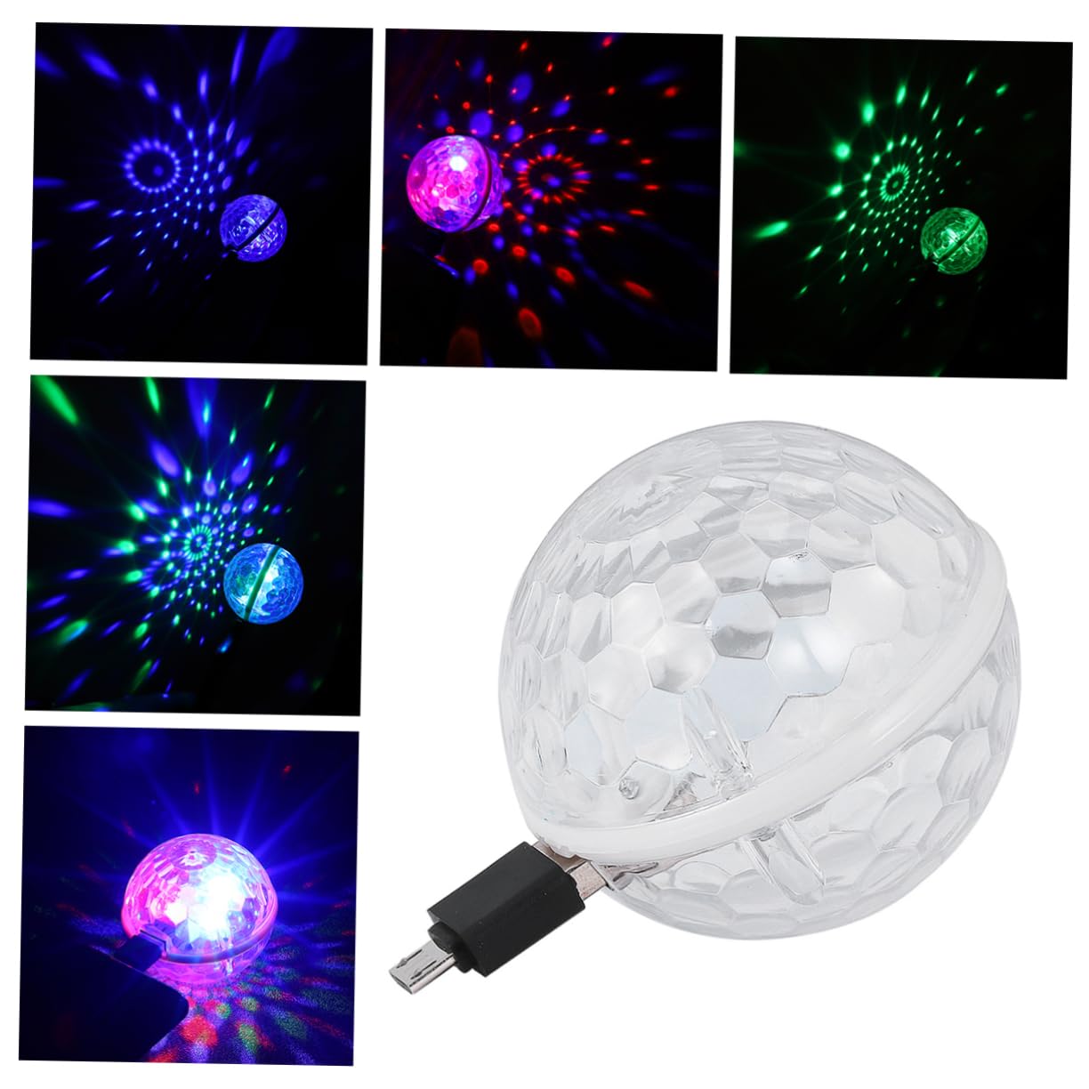 Gadpiparty USB Wiederaufladbares Discolicht Kleiner Disco Ball Licht aus Kunststoff Tragbar und Musikgesteuert für Tanz und Geburtstagsfeiern
