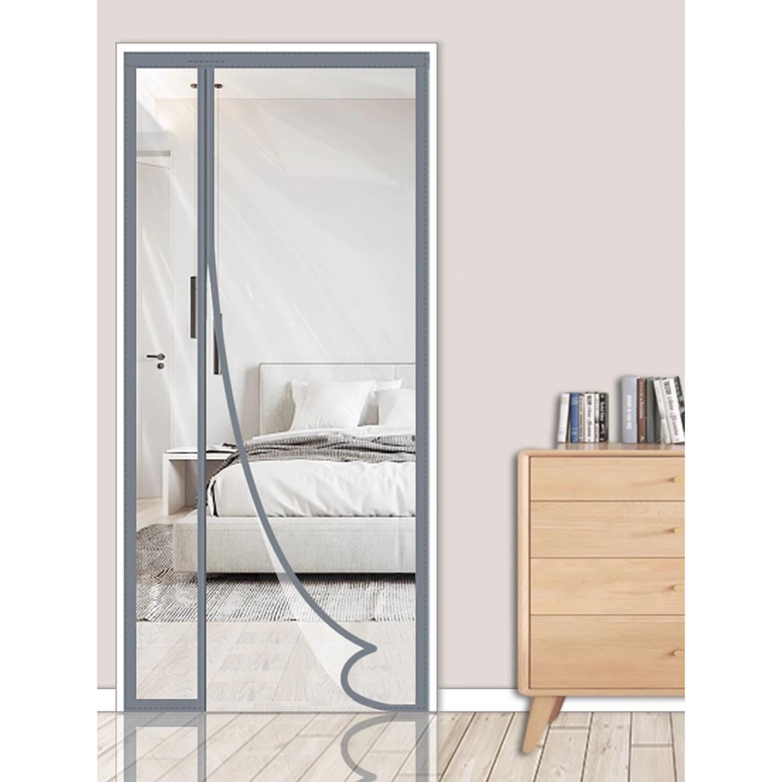 Magnetische Wärmeisolierende Türvorhänge Hochwertige Insektenschutzgitter für Wintertüren Transparente Trennwandabdeckung Schiebetür Küche Balkon Und Balkon,A,100x210cm