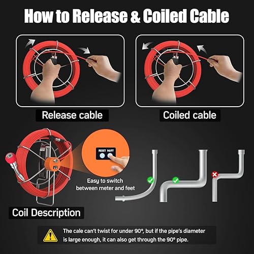 Sewer Camera, Pipe Inspection Camera With Distance Counter Plumbing Snake Camera Dvr Recorder Waterproof Ip68, Anysun 100Ft/30M Industrial Pipeline Drain Endoscope With 7" Lcd Color Monitor #TOP7