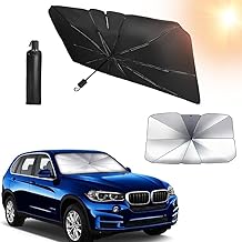 HOMFIL® Car Sun Shade Windshield Cover, Umbrella Windshield Sun Shade for Car Front Window，Sun Protection & Heat Insulation Foldable,Full Cover for Most Vehicles (Black)