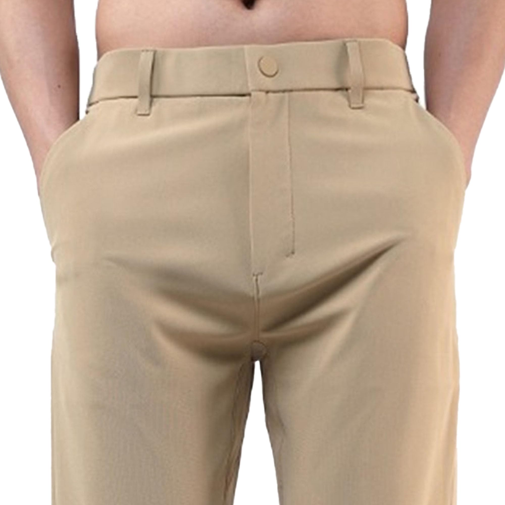 Męskie spodnie robocze slim fit z płaskim przodem na co dzień rozciągliwe suche spodnie golfowe elastyczna talia spodnie garniturowe dla mężczyzn