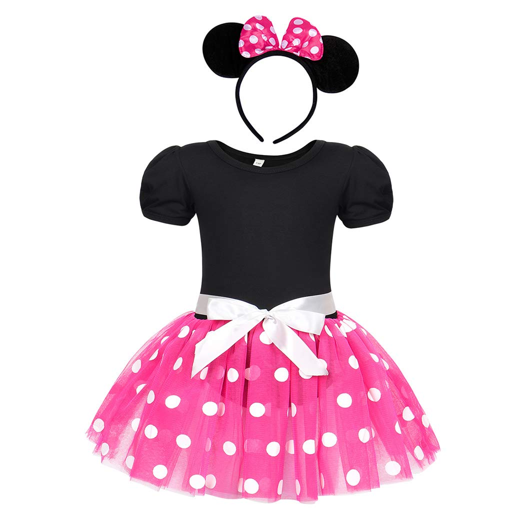 WonderBabeToddler Girl Polka Dots Fancy Dress Up Costume Princess Christmas Birthday Party Tulle Dress with Headband