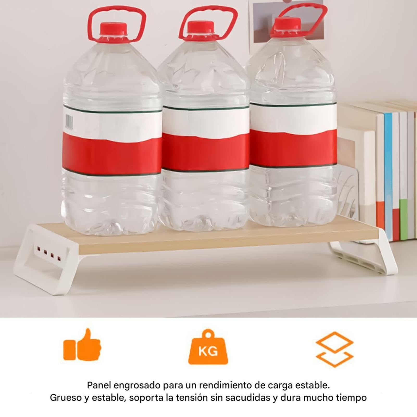 Stojąca podstawka pod monitor akcesoria biurowe z 4 portami USB | Drewniany Organizer Pod Monitor PC do biura, domu, szkoły, mieszkania, akademika, jak również do nauki i