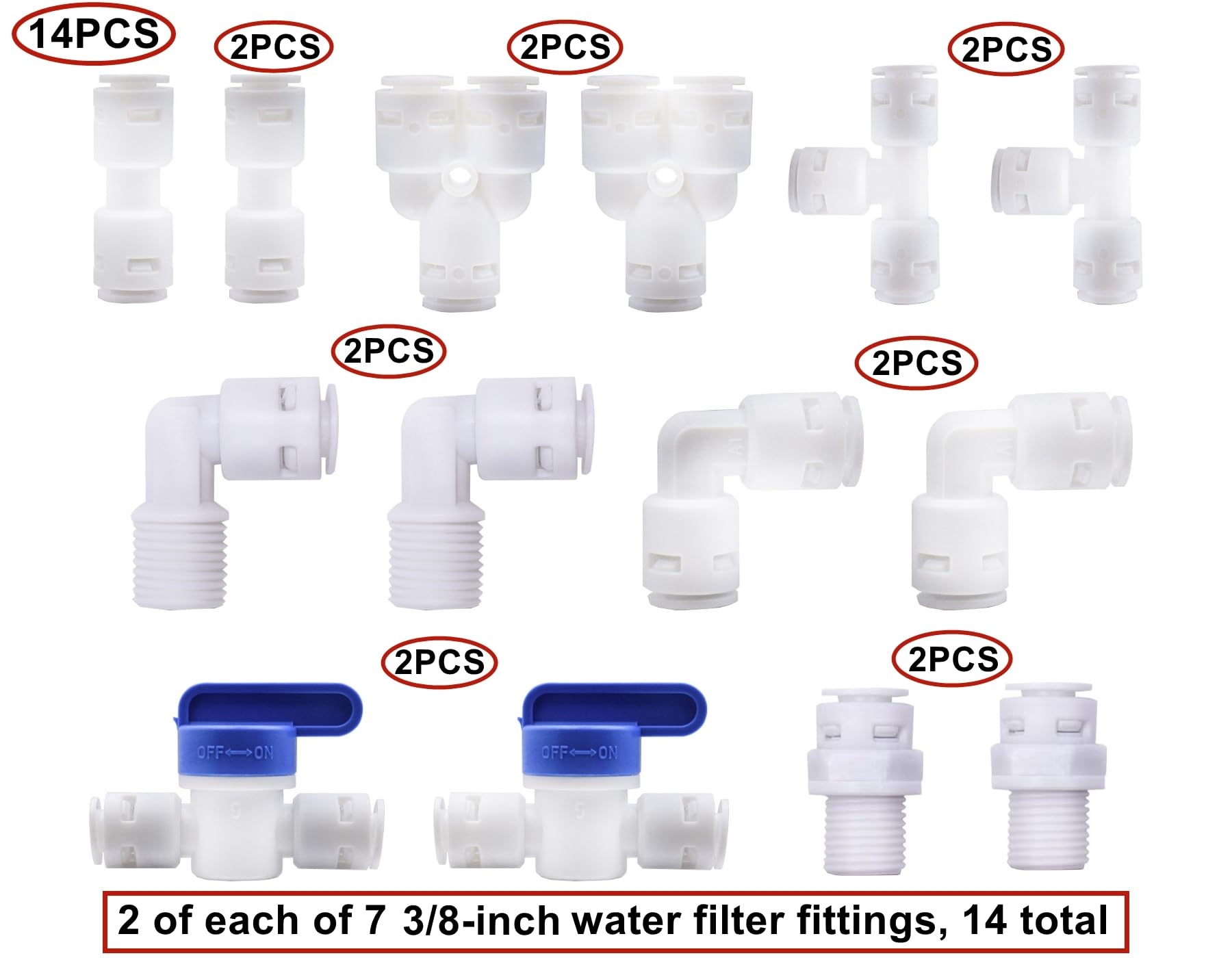 HUAZIZ 10 Mètres bleu 3/8" Tuyau d’alimentation en Eau Tube et Kit de Connecteurs de Réfrigérateur +14 pièces RO Raccord de filtre à eau + 1 Pièces Noir coupe-tube