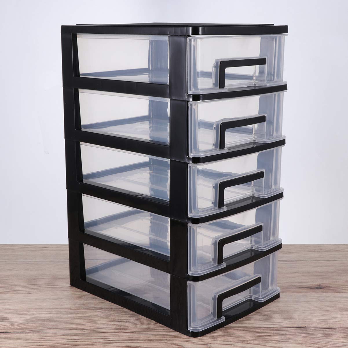 Armadio Portaoggetti Trasparente Con 5 Cassetti in Plastica Organizer Compatto Multiuso Per Ufficio Casa E Studio Contenitore Salvaspazio Da Scrivania 12.40X8.66X5.98In