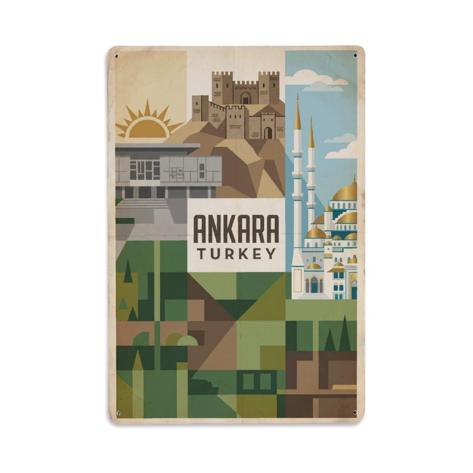 Metal Tin Sign Travel Retro Turkey Ankara