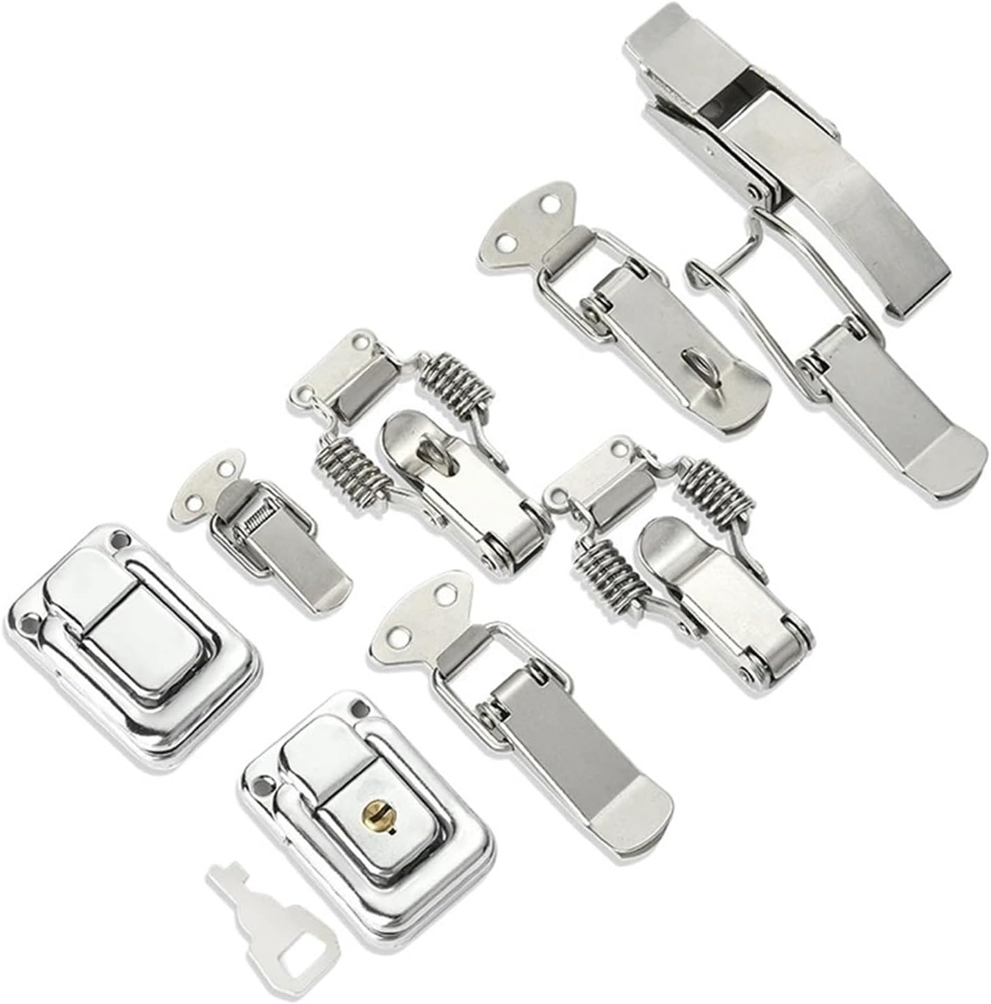 Cabinet Boxes Spring Loaded Latch Catch Toggle Hasp Mild Steel Hasp for Sliding Door Simple Window Hardware Tool Box Lock 2Pcs(J105)