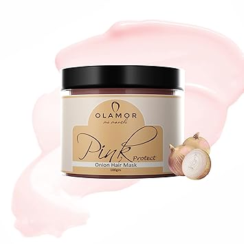 OLAMOR Pink Protect | Pink Onion Hair Mask For Dry And Frizzy Hair With Black Seed Oil for Hair Growth and Hair Fall Control | Frizz Free Smooth Hair| Dry And Dull Hair | Sulfate Free | For Men & Women - 100gm